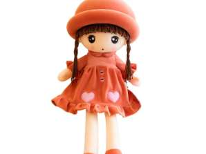 Doll Rag Soft Plüsch Rotes Kleid mit Rüsche 45cm