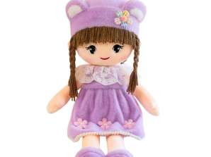 Doll Rag Soft Plüsch Lila Kleid Hut mit Ohren 45cm