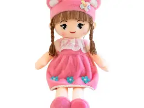 Doll Rag Soft Plüsch Pink Kleid Hut mit Ohren 45cm