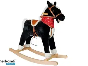 Schaukelpferd Schwarz-Weiß Geräusche Beweglicher Mund Schwanz 74 cm