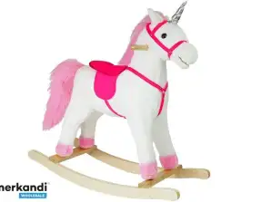 Cheval à bascule licorne blanc avec sons et queue mobiles 74 cm
