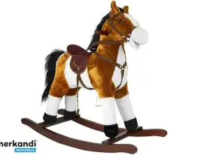 Cheval à bascule 74cm brun clair bouge son museau et sa queue
