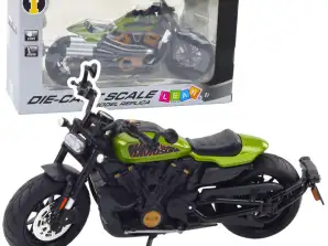 Motorsykkel Chopper Metall Lykter Lyd Svart Grønn Elementer 1:12