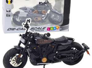 Motocicleta Chopper Metálica Luces Sonidos Negro Elementos Dorados 1:12