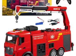 Fire Truck with Remote Control Crane RC Lights Water Huina 1:18