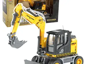 Hjulgraver med Bulldoser Metall Huina Gul 1:50