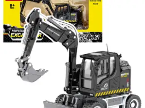 Mobiele graafmachine met bulldozer metaal Huina zwart 1:50