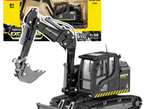 Beltebåndgraver med Bulldoser Metal Huina Svart 1:50