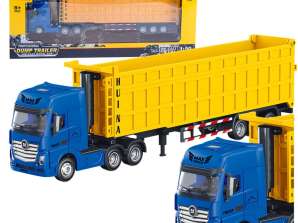 Geel metalen vrachtwagen met volume aanhanger Huina 1:50