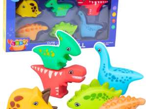 Set di giocattoli da bagno dinosauri di gomma colorati 6 pezzi