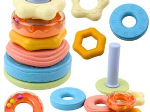 Tower of Wheels Puzzle Sensoriale per Bambino Pastello 17cm