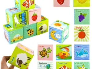 Pedagogiske blokker, kuber, fargerike bokstaver, dyr, vitenskap, 8ele.