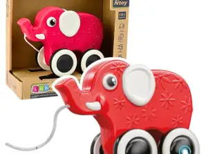 Olifant speelgoed om aan een touwtje te trekken pieper eco rood