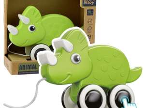 Dinosaur String Trekk Leketøy Squeaker Eco Grønn
