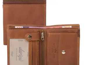 RFID Protection - Hochwertige Rindleder Hochformat Geldbörse mit Doppelnaht