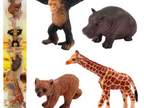 Sett med minifigurer ville dyr sjimpanse sjiraff 6 9cm 4stk