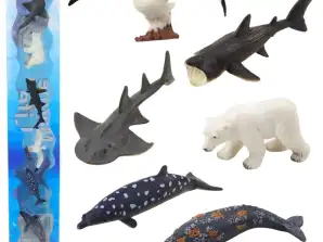 Mini figura készlet tengeri állatok parti sirály cápa 6 8cm 6db