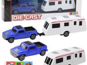 Auto- und Wohnmobilanhänger-Set aus Metall Blau