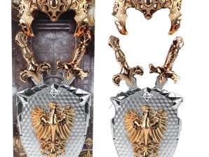 Ritterset Schild Zwei Schwerter Maske Silber Gold Adler