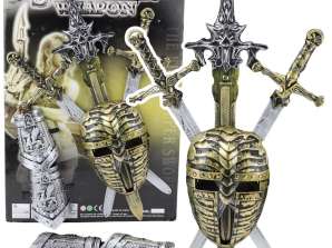 Ritter Set 3 Schwerter Maske Protektoren Realistische Ornamente