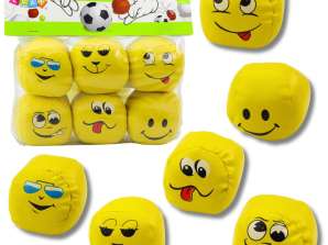 Weiche Sportbälle Emotes Gelb Set 6Stk 7cm