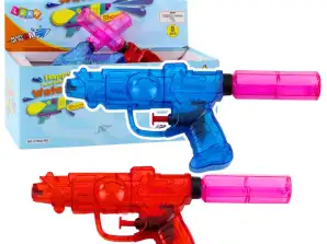 Kleine transparente Wasserpistole Reichweite 8m Rot Blau Mix