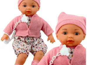 Baby dukke genser lue smokk på kjede rosa 40cm