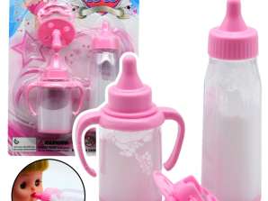 Set per Bambini: Bambole, Bottiglie, Latte Sparente, Ciucciotto