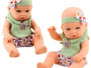 Baby doll žalia gėlėta suknelė galvos apdangalas su lanku