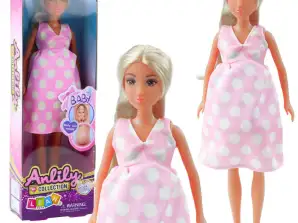 Anlily enceinte poupée rose clair à pois robe cheveux longs