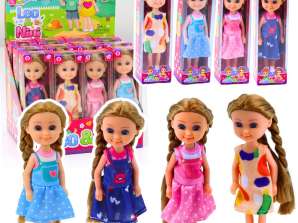 Mini poupée aux cheveux longs en robe 15cm mix