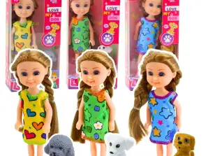 Spielfiguren-Set in einem Kleid mit Hund 14,5 cm Mix