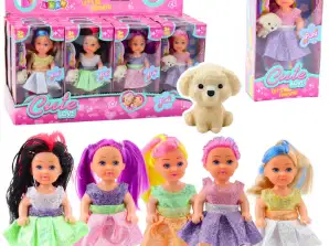 Mini lėlė suknelės rinkinyje Šunų lėlių augintinių mišinys 12cm