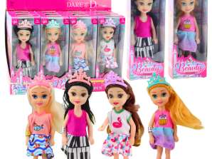 Mini Prinzessin Puppe mit Krone buntes Kleid 14cm Mix