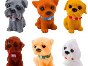 Set von Figuren süße Hunde Welpen Gummi 8cm 6 Stück