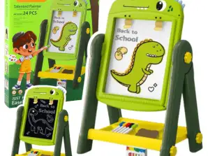 Double-sided magnetic dry-erase board dinosaur green accessories