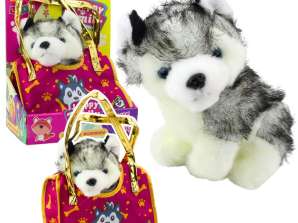 Husky-Hund in der Tüte Plüsch-Kuschel-Maskottchen weiß und grau
