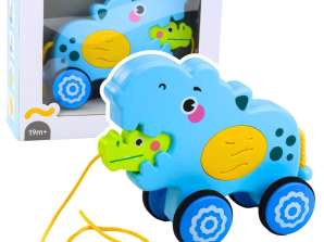 Hippo on a string riding to pull for toddler Sounds blue