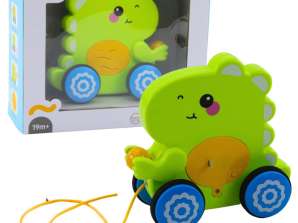 Pull Along Dinosaur Toy for Toddlers Sounds Rattle Green