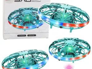 Dron UFO Controllato a Mano RC Luci LED Turchese