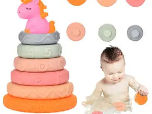 Piramide Torre per Bambini Piccoli Blocchi di Gomma Morbidi Unicorno