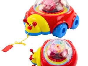 Lieveheersbeestje ride-on slepen met ballen en klok kleurrijk