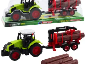 Landwirtschaftlicher Traktor mit HDS-Anhänger für den Transport von Holzballen