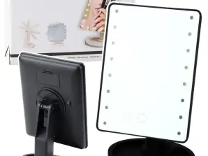 Kosmetikspiegel 16 LEDs mit Standfuß verstellbar schwarz