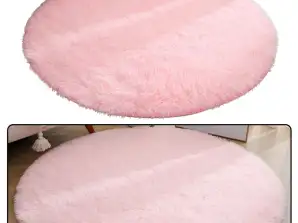 Plüsch Soft Teppich Rund Rutschfest Hellrosa 122cm