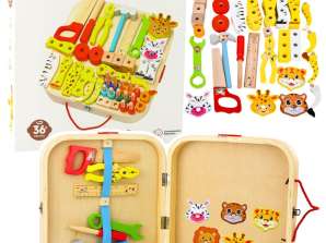 Wooden DIY Set Animals Twisting in Suitcase 59el