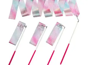 Gymnastikk Dansebånd Øvelse Rosa Lilla Blå Glanset 205x5cm