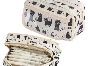 Trousse à crayons Boîte à outils pour l’école en noir Chats blanc 21cm