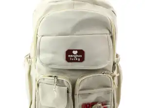 Mestni nahrbtnik Šola Capybara Obesek za ključe Bež Cream 25L 42cm