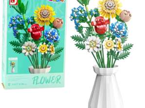 Blocs de construction bouquet de fleurs dans un vase coloré 618el